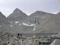 Snow melt lake just below the pass