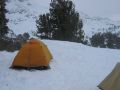 Rob's tent and a view of The Sisters